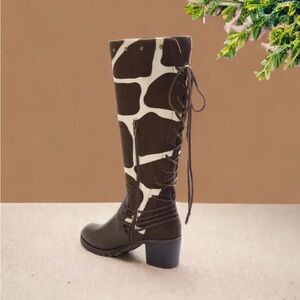 Giraffe Print Lace Up Boots